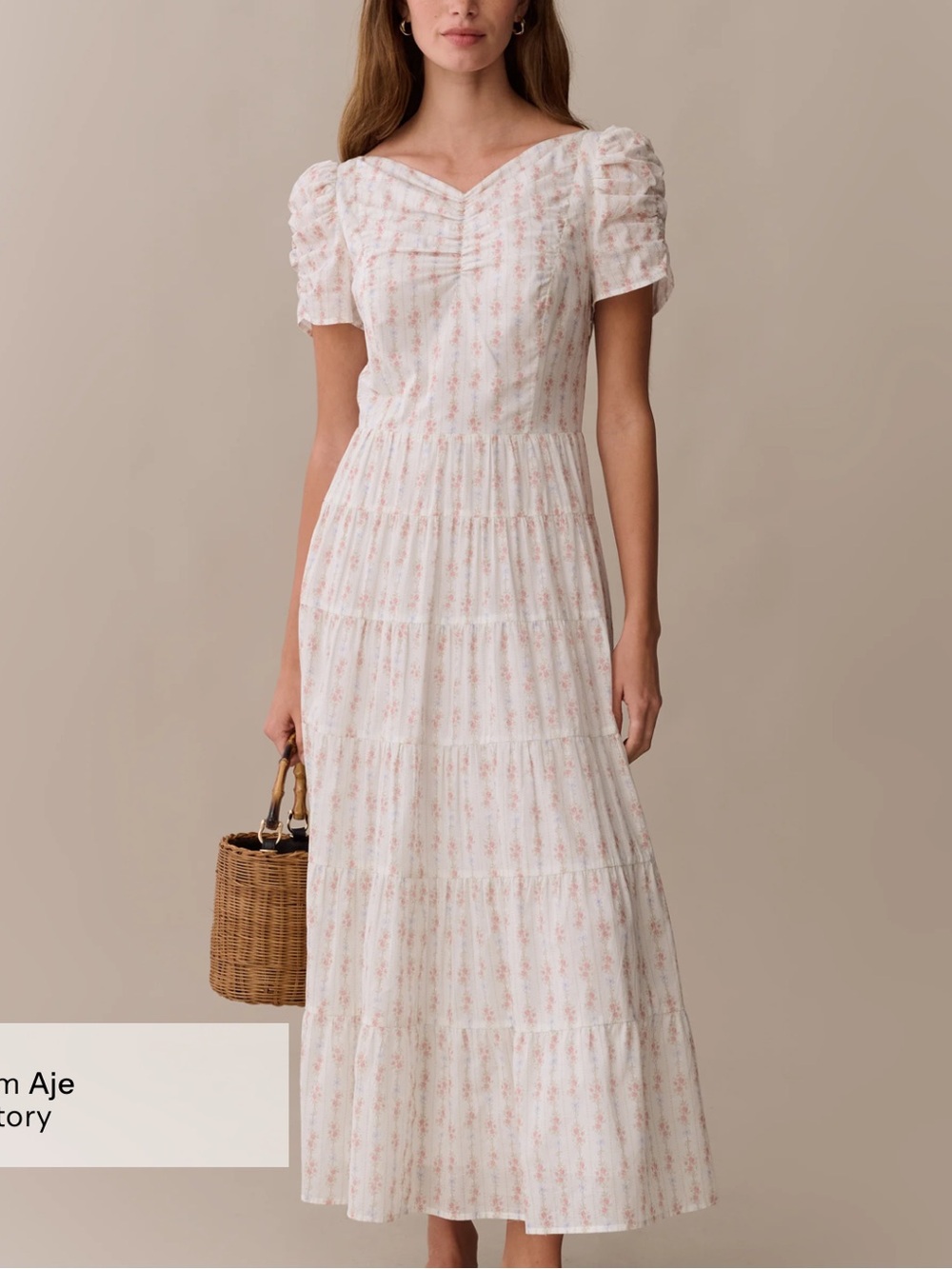 Aje Factory White Maxi Dress with Pink Floral Print